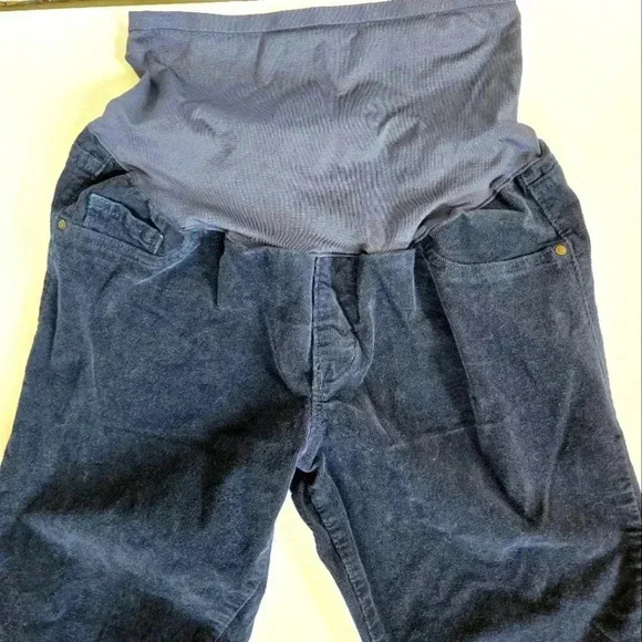 Old Navy maternity corduroy navy blue slim boot cut full panel sz 12 regular - Picture 2 of 12